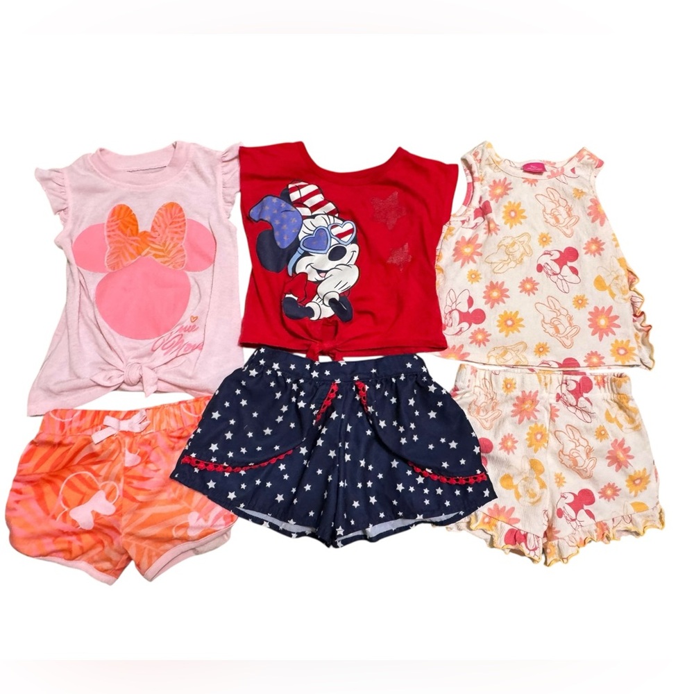 3 Disney Kids Minnie Mouse Sets - Pink, Red, and Blue- size 2